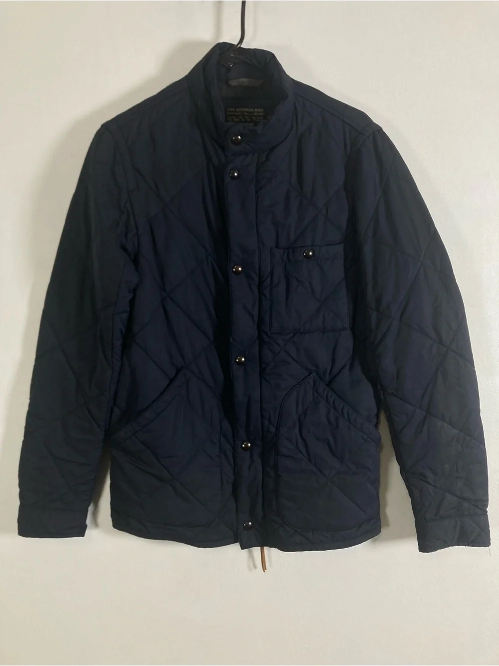 J.Crew Sussex Quilted Military Field Jacket Men's XS Navy Thermore Snap clousure